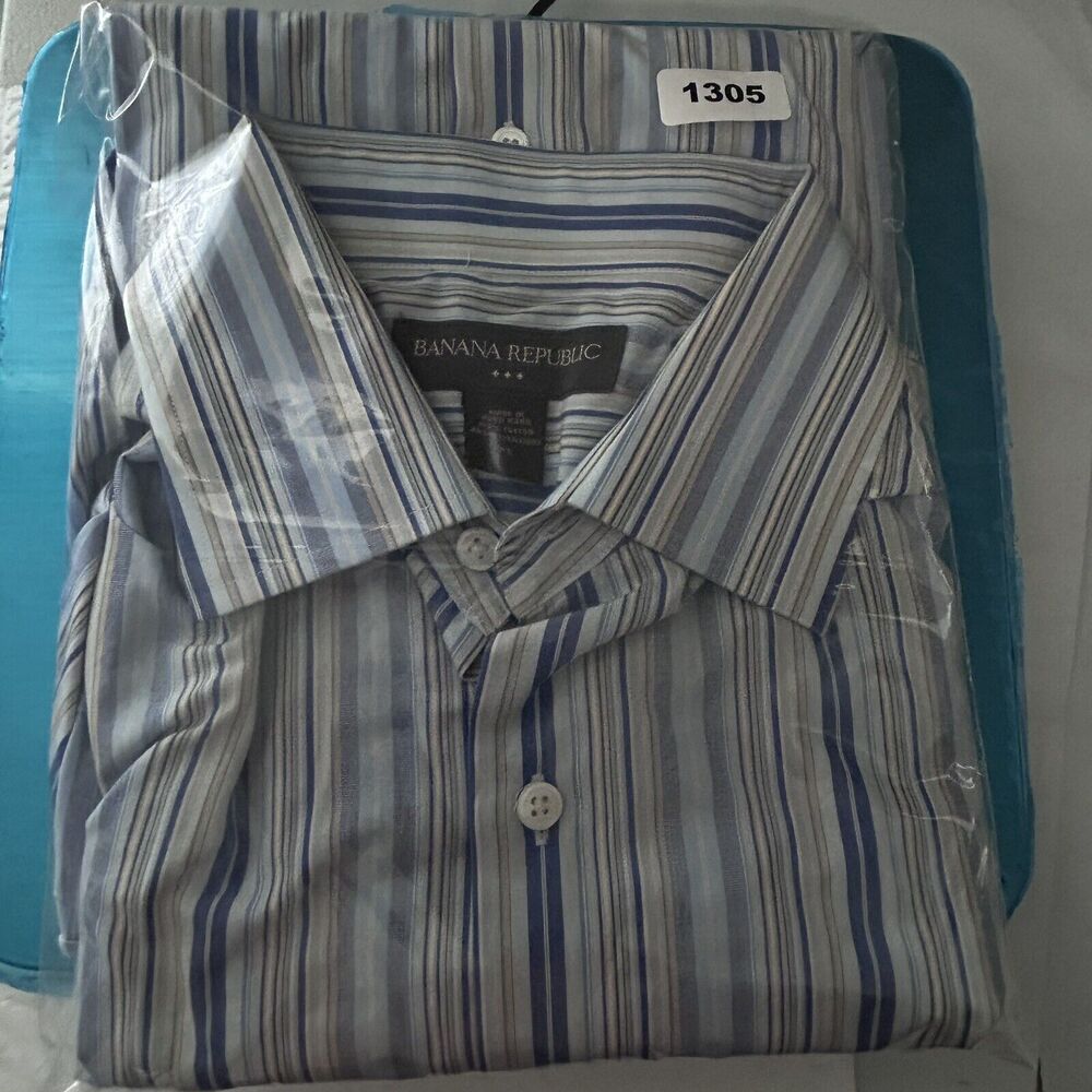 Banana Republic Mens Size XL Long Sleeve Button Down Stripe Blue White Preppy - Picture 16 of 16
